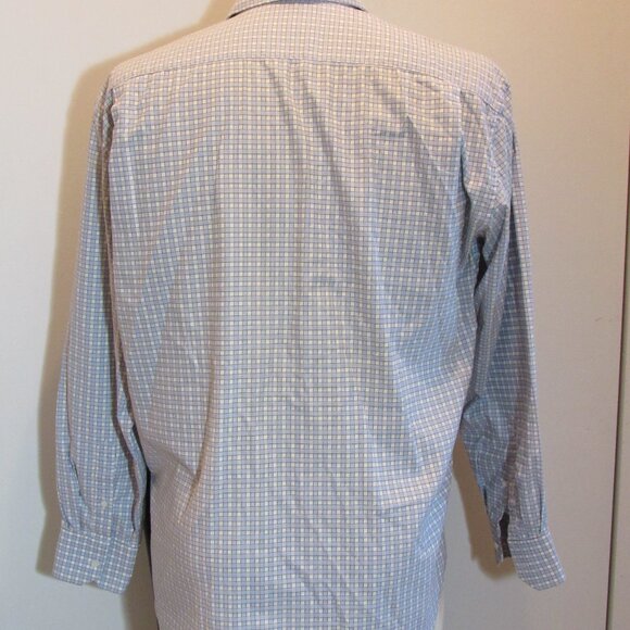 Canali Men's Shirt Light Blue Checks Cotton L 16 1/2-42 Made in Italy Very Nice - Picture 7 of 10